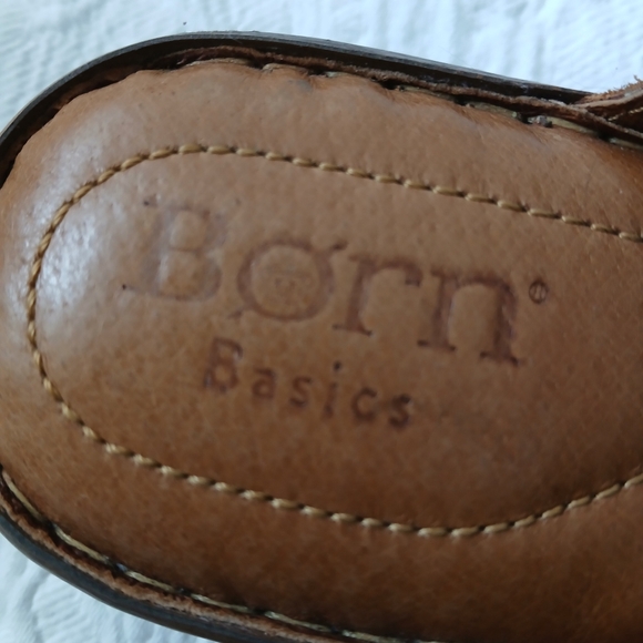 BORN LEATHER EXTRA CUSHION INSOLE SLIP ON WEDGE SANDALS - Picture 2 of 12